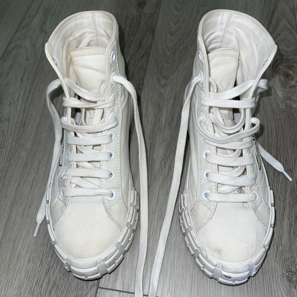 PRADA high too white platform canvas sneakers - Picture 3 of 7